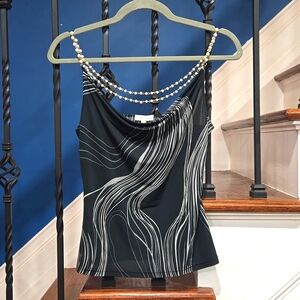 Charlotte Ruse - M chain pearls straps and drape enhancements, black and gray